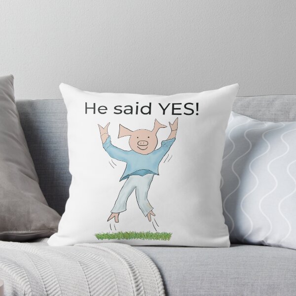 Item preview, He said yes! White, Engagement, proposal, moving in together, going steady, dating, celebrate, elated cute pig. Yes! designed and sold by PiggingJapan.