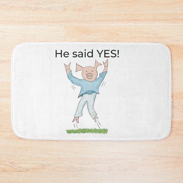Item preview, He said yes! White, Engagement, proposal, moving in together, going steady, dating, celebrate, elated cute pig. Yes! designed and sold by PiggingJapan.