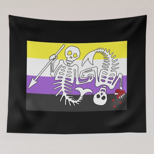 Item preview, OFMD season 2 nonbinary pride mermaid pirate flag Blackbeard Stede Bonnet flag designed and sold by Theoldgirl900.