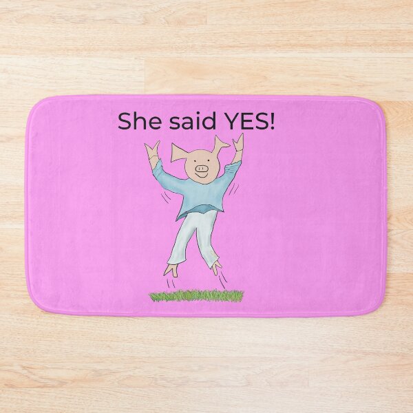 Item preview, She said yes! Pink, Engagement, proposal, moving in together, going steady, dating, celebrate, elated cute pig. Yes! designed and sold by PiggingJapan.