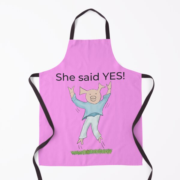 Item preview, She said yes! Pink, Engagement, proposal, moving in together, going steady, dating, celebrate, elated cute pig. Yes! designed and sold by PiggingJapan.