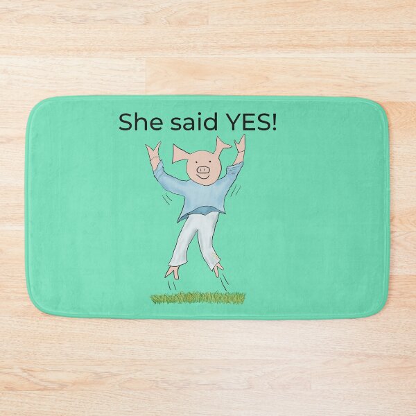 Item preview, She said yes! Green, Engagement, proposal, moving in together, going steady, dating, celebrate, elated cute pig. Yes! designed and sold by PiggingJapan.