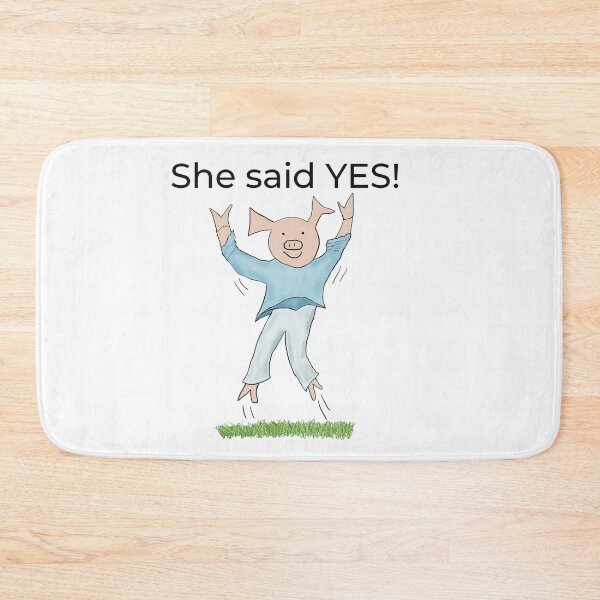 Item preview, She said yes! White, Engagement, proposal, moving in together, going steady, dating, celebrate, elated cute pig. Yes! designed and sold by PiggingJapan.