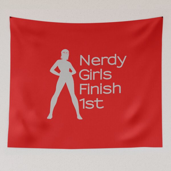 Item preview, Nerdy Girls Finish First 1st - Cute Funny Geeky - Light Print designed and sold by ShikitaMakes.