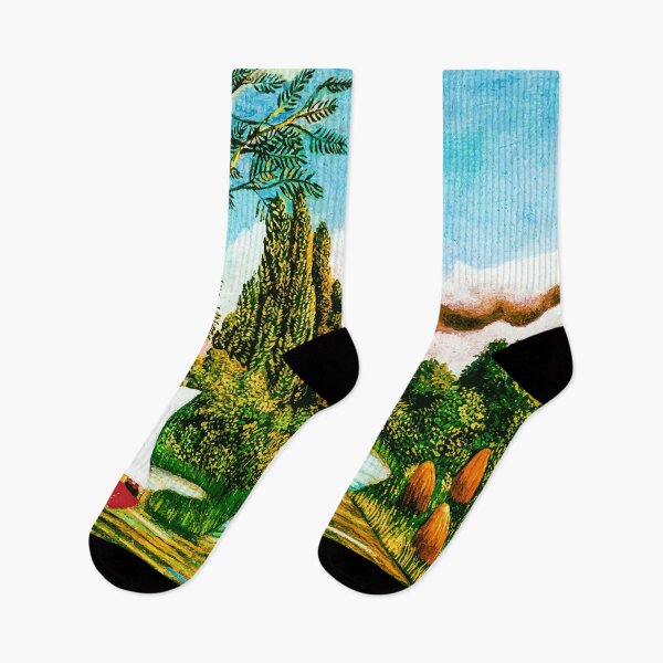 Item preview, Henri Rousseau Banks of the Oise Colorful French Primitive Landscape Outdoor Painting designed and sold by AesthetesLegacy.