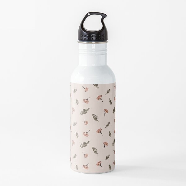 Pink Carnation and Fern - Repeat Pattern Water Bottle
