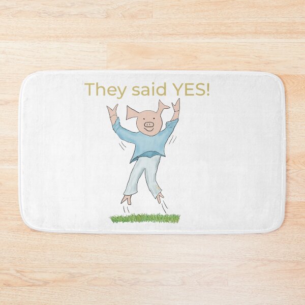 Item preview, They said yes! White, Engagement, proposal, moving in together, going steady, dating, celebrate, elated cute pig. Yes! designed and sold by PiggingJapan.