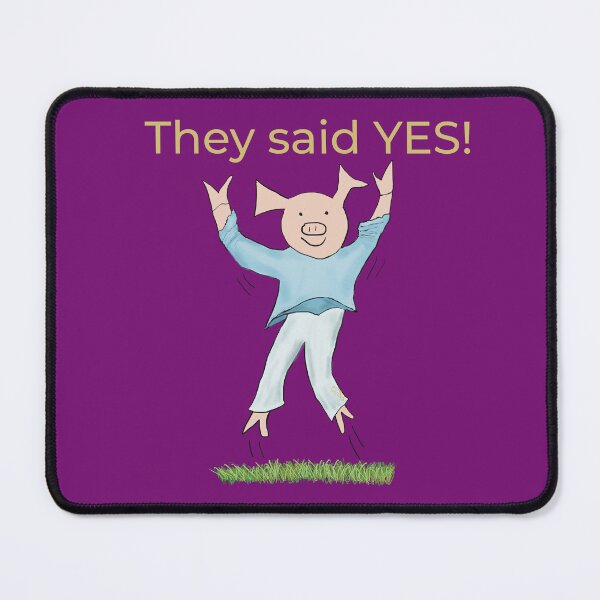 Item preview, They said yes! Burgundy, Engagement, proposal, moving in together, going steady, dating, celebrate, elated cute pig. Yes! designed and sold by PiggingJapan.