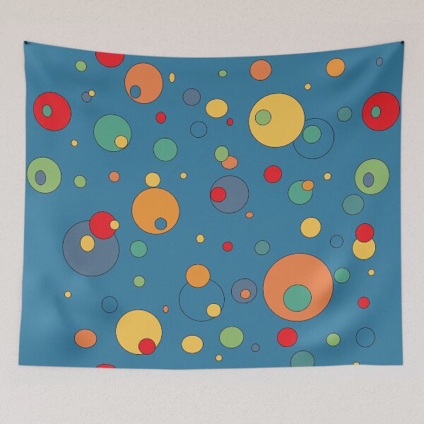 Item preview, Multi coloured cosmic bubbles retro cartoon orbs blue designed and sold by AngelDawnDesign.