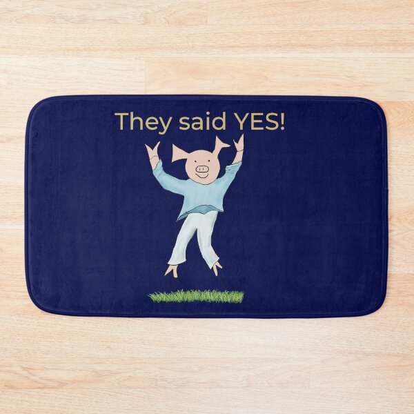 Item preview, They said yes! Deep blue, Engagement, proposal, moving in together, going steady, dating, celebrate, elated cute pig. Yes! designed and sold by PiggingJapan.