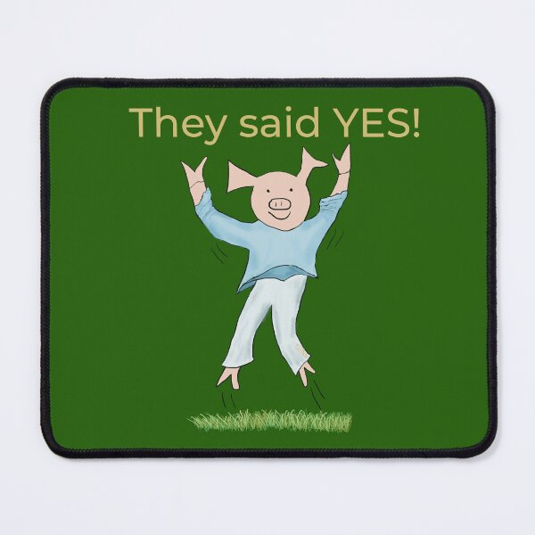 Item preview, They said yes! Green, Engagement, proposal, moving in together, going steady, dating, celebrate, elated cute pig. Yes! designed and sold by PiggingJapan.