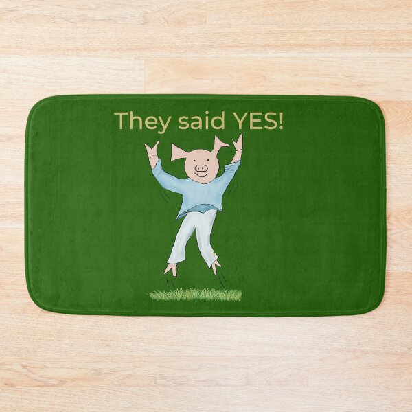 Item preview, They said yes! Green, Engagement, proposal, moving in together, going steady, dating, celebrate, elated cute pig. Yes! designed and sold by PiggingJapan.