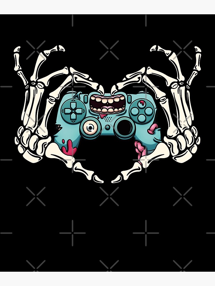 "Skeleton Hand Heart Video Games Controller Costume Halloween" Poster