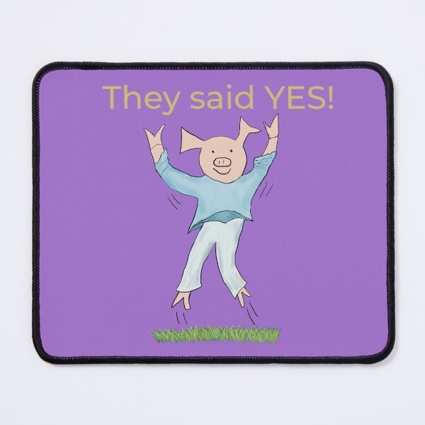 Item preview, They said yes! Purple, Engagement, proposal, moving in together, going steady, dating, celebrate, elated cute pig. Yes! designed and sold by PiggingJapan.