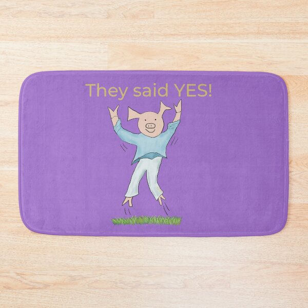 Item preview, They said yes! Purple, Engagement, proposal, moving in together, going steady, dating, celebrate, elated cute pig. Yes! designed and sold by PiggingJapan.
