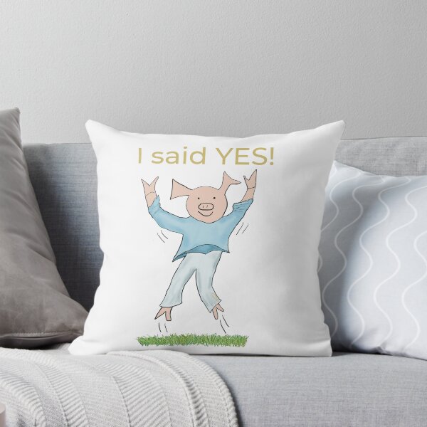 Item preview, I said yes! White, Engagement, proposal, moving in together, going steady, dating, celebrate, elated cute pig. Yes! designed and sold by PiggingJapan.