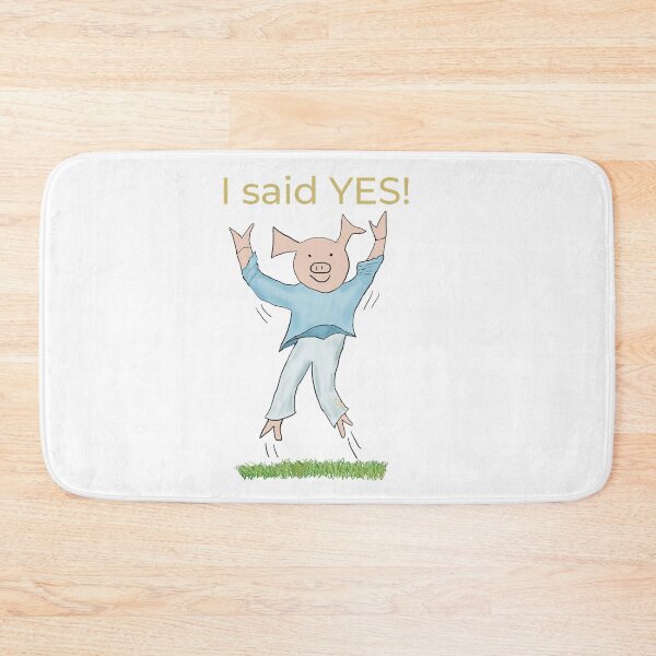 Item preview, I said yes! White, Engagement, proposal, moving in together, going steady, dating, celebrate, elated cute pig. Yes! designed and sold by PiggingJapan.