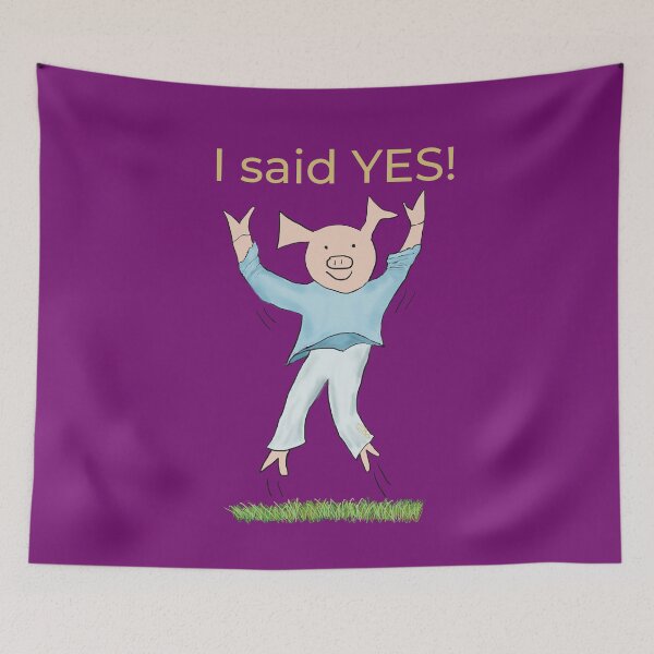 Item preview, I said yes! Burgundy, Engagement, proposal, moving in together, going steady, dating, celebrate, elated cute pig. Yes! designed and sold by PiggingJapan.