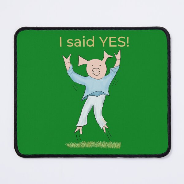 Item preview, I said yes! Green, Engagement, proposal, moving in together, going steady, dating, celebrate, elated cute pig. Yes! designed and sold by PiggingJapan.