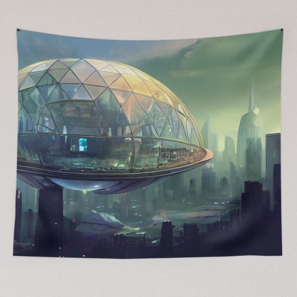 Item preview, Futuristic Floating City designed and sold by Foodcolored.