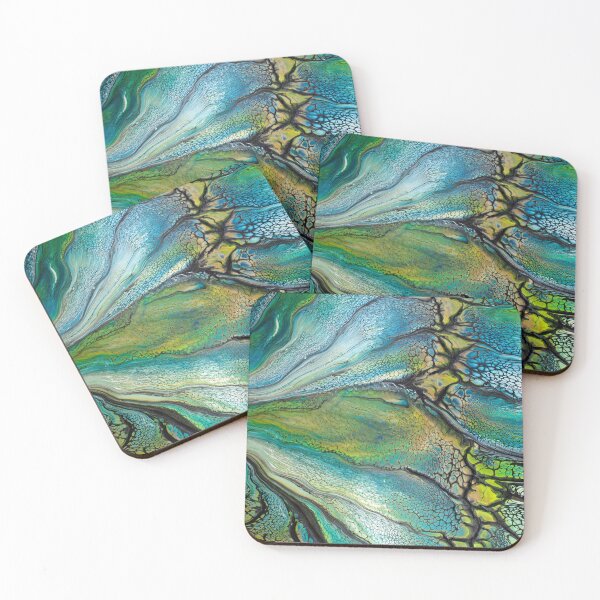 Item preview, Beautiful Retro Ocean Vibe Colors Abstract and Modern Fluid Art Acrylic Pour Artwork designed and sold by CrystalCoast.