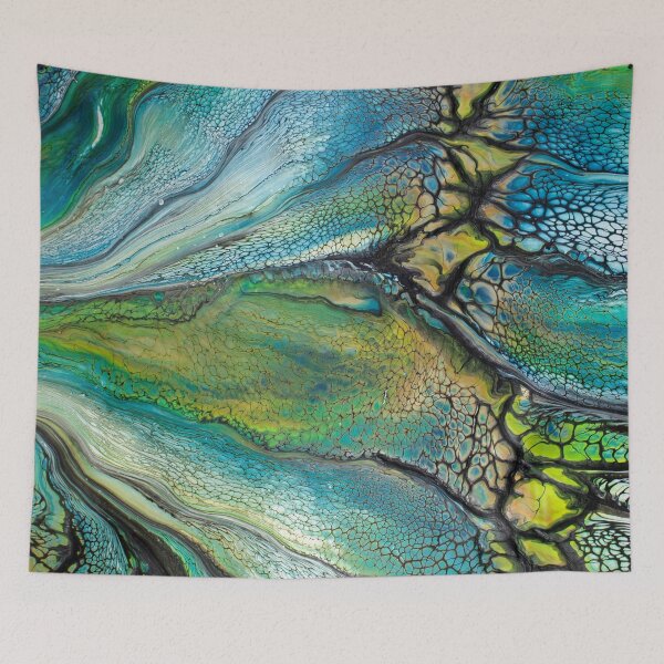 Item preview, Beautiful Retro Ocean Vibe Colors Abstract and Modern Fluid Art Acrylic Pour Artwork designed and sold by CrystalCoast.