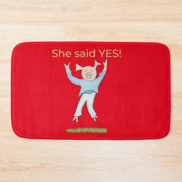 Item preview, She said yes! Red, Engagement, proposal, moving in together, going steady, dating, celebrate, elated cute pig. Yes! designed and sold by PiggingJapan.