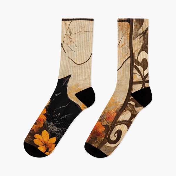 Item preview, Black Cat in Fall Leaves | Art Nouveau Style | Autumn Colors | Autumn Flowers Vol. 6 designed and sold by Jennykies.