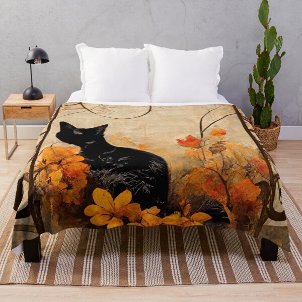 Item preview, Black Cat in Fall Leaves | Art Nouveau Style | Autumn Colors | Autumn Flowers Vol. 6 designed and sold by Jennykies.