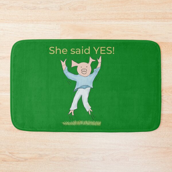 Item preview, She said yes! Green, Engagement, proposal, moving in together, going steady, dating, celebrate, elated cute pig. Yes! designed and sold by PiggingJapan.