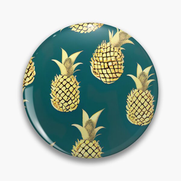Item preview, Golden pineapple pattern on a green background designed and sold by artsyworldart.