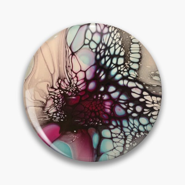 Item preview, Beautiful Blue and Magenta Flower Inspired Abstract Fluid Acrylic Pour designed and sold by CrystalCoast.