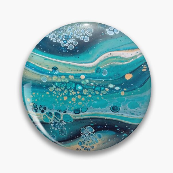 Item preview, Shades of Blue and Tan Beach Seascape Inspired Abstract Fluid Art Acrylic Pour designed and sold by CrystalCoast.
