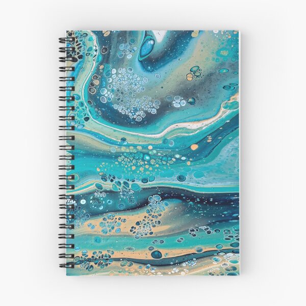 Item preview, Shades of Blue and Tan Beach Seascape Inspired Abstract Fluid Art Acrylic Pour designed and sold by CrystalCoast.