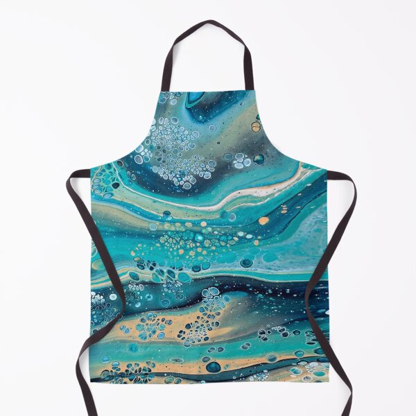 Item preview, Shades of Blue and Tan Beach Seascape Inspired Abstract Fluid Art Acrylic Pour designed and sold by CrystalCoast.