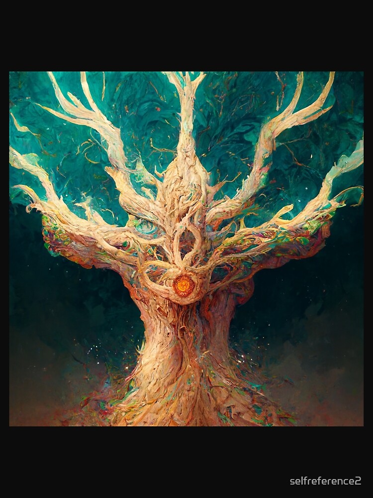 Aperçu 3 sur 3. Foulard avec l'œuvre Neural Yggdrasil créée et vendue par selfreference2.