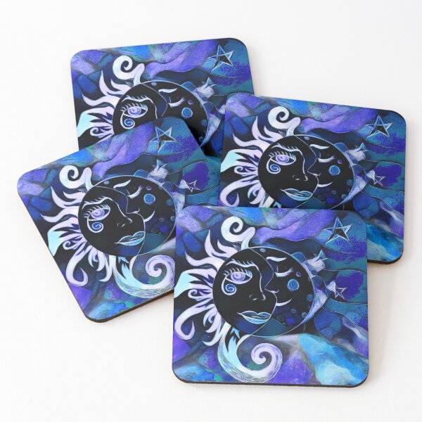 Item preview, Cosmic Sun and Moon in blues designed and sold by SRKFineArt.