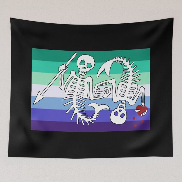 Item preview, OFMD season 2 gay pride mermaid pirate flag Blackbeard Stede Bonnet flag designed and sold by Theoldgirl900.