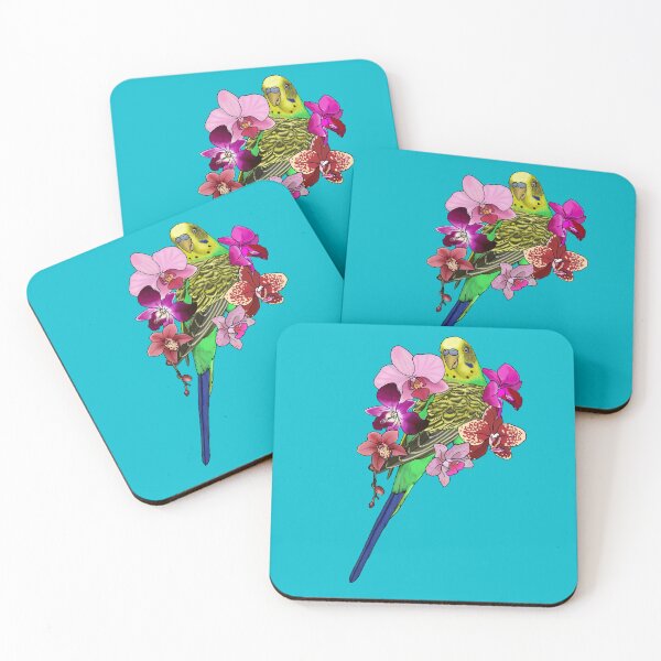 Item preview, Green Budgie with Orchids designed and sold by TinkerandBone.