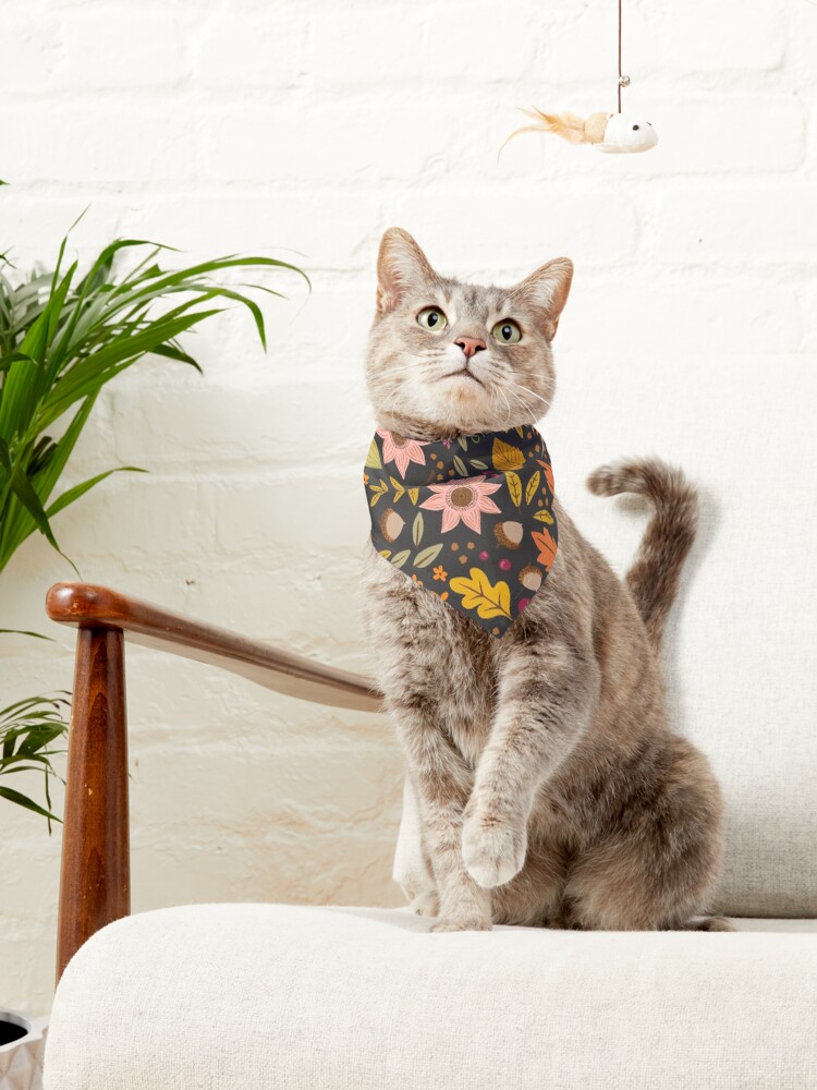Alternate view of Autumn Floral, Dark Pet Bandana