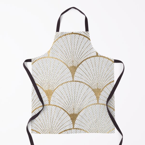 Item preview, Art Deco pattern - golden polkadot fans designed and sold by RoseAesthetic.