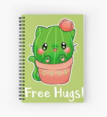 Nette Kawaii Kaktus Katze „Free Hugs“ Spiralblock