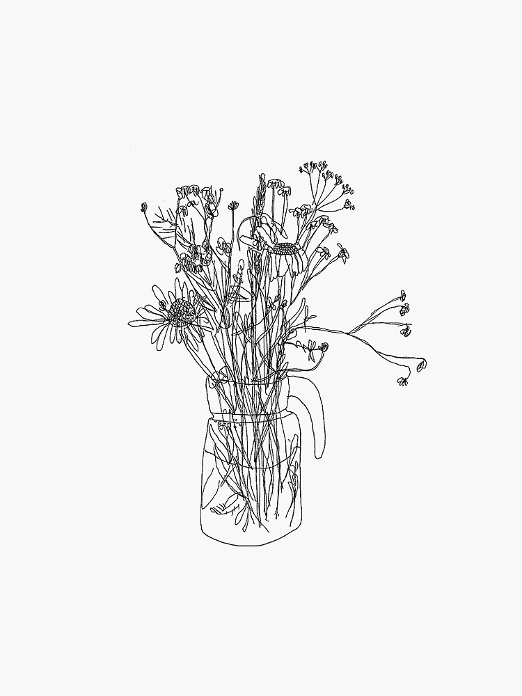 "aesthetic flower drawing" Sticker for Sale by marcodarvish | Redbubble