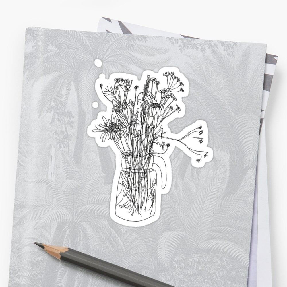  aesthetic  flower drawing  Sticker  by marcodarvish Redbubble