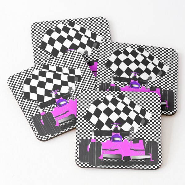 Item preview, Pink Race Car with Checkered Flag designed and sold by Gravityx9.