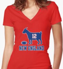 Goat 12 New England Women's Fitted V-Neck T-Shirt