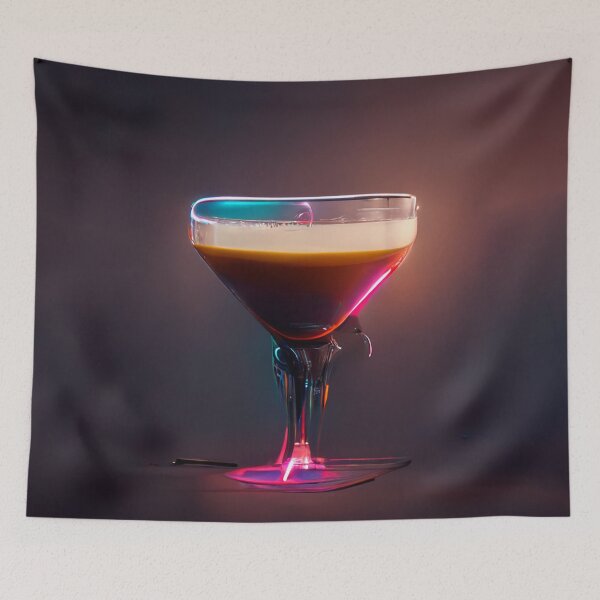Aperçu de l'œuvre Esthétique Néon - Espresso Martini | cocktail | Oeuvre | Illustration créée et vendue par DadoDesigns.