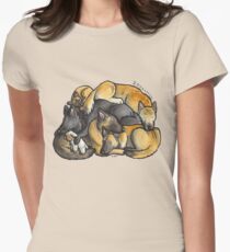 Sleeping pile of Belgian Shepherd dogs Women's Fitted T-Shirt