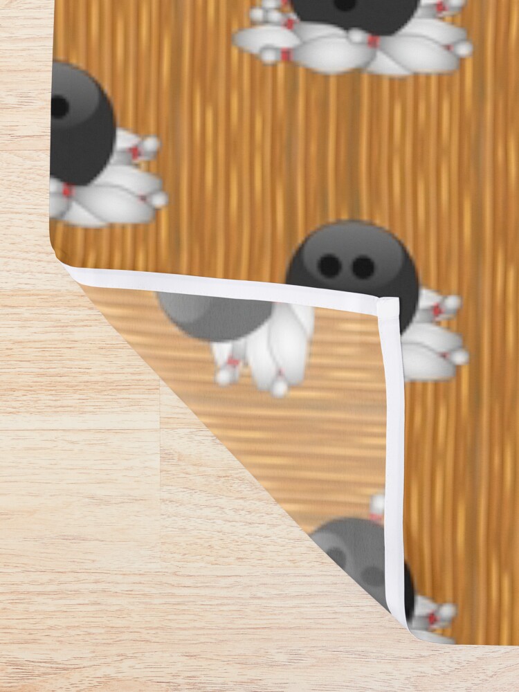 Alternate view of STRIKE! Bowling Ball and Pins Shower Curtain