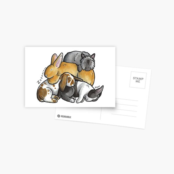 Schlafender Haufen von Hauskaninchen Postkarte